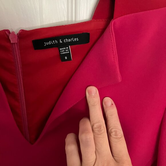 Hot Pink with red accent and beautiful neck line - business dress to impress - Picture 2 of 6